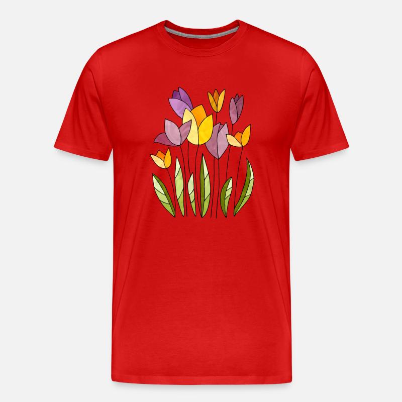 Blumen - Männer Premium Bio T-Shirt - Rot