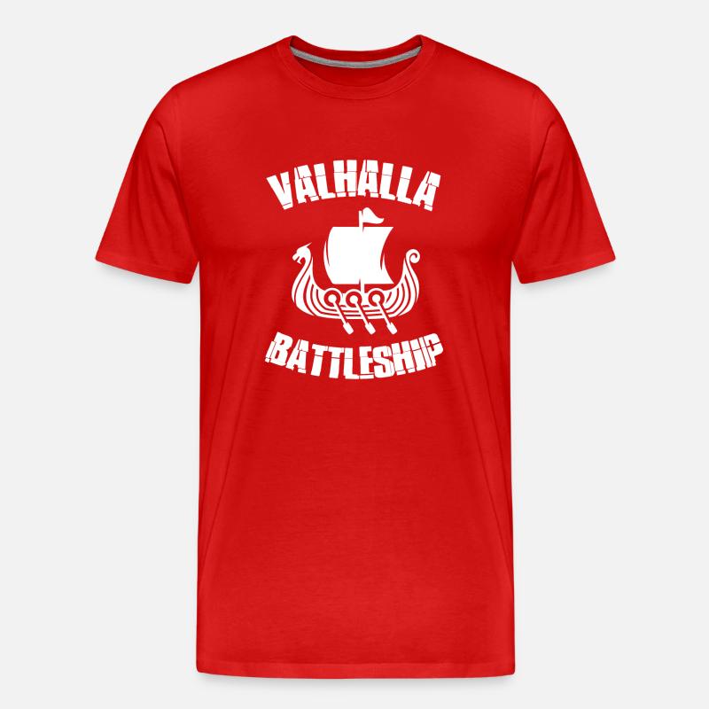 Valhalla Battleship Wikingerboot - Männer Premium Bio T-Shirt - Rot