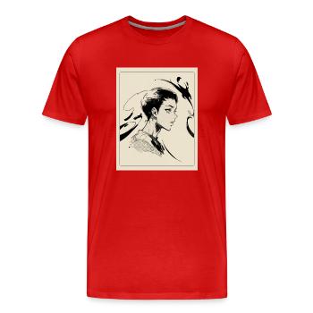 My Manga Waifu - Men's Premium Organic T-Shirt - red - Front - Damien (186cm)
