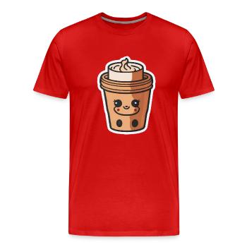 Kaffee - Männer Premium Bio T-Shirt - Rot - Vorne - Damien (186cm)
