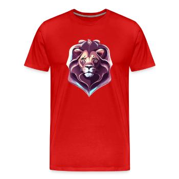 Lion royal chromé - T-shirt bio Premium Homme - rouge - Devant - Damien (186cm)