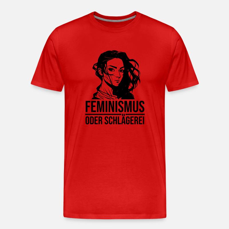 Feminismus oder Schlägerei - Männer Premium Bio T-Shirt - Rot