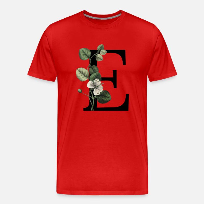 Grüner botanischer Buchstabe E - Männer Premium Bio T-Shirt - Rot