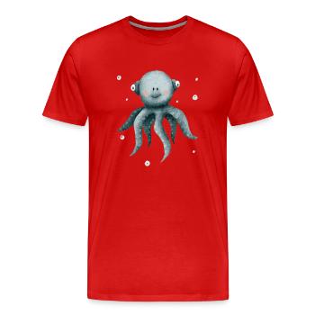 Calmar pieuvre, créatures marines mignonnes - T-shirt bio Premium Homme - rouge - Devant - Damien (186cm)