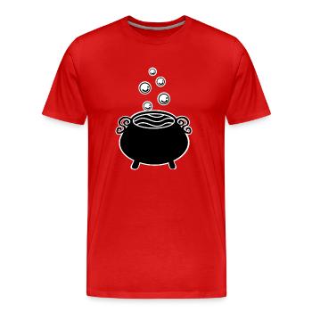 bubbling witch's cauldron black white - Men's Premium Organic T-Shirt - red - Front - Damien (186cm)