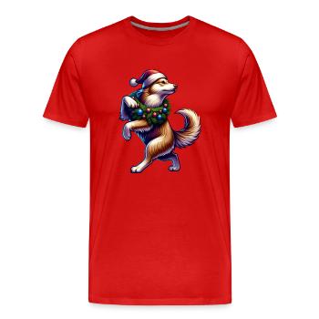 Promenades amusantes de chiens de Noël - T-shirt bio Premium Homme - rouge - Devant - Damien (186cm)