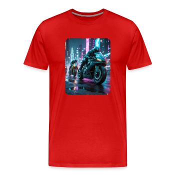 Motards cyberpunk - T-shirt bio Premium Homme - rouge - Devant - Damien (186cm)