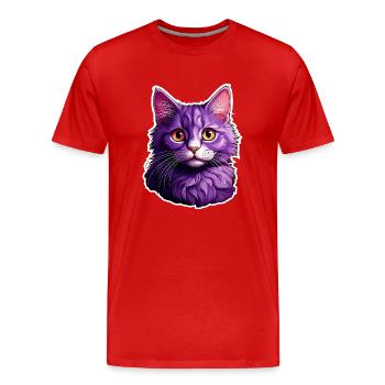 Katze modernes Design - Männer Premium Bio T-Shirt - Rot - Vorne - Damien (186cm)