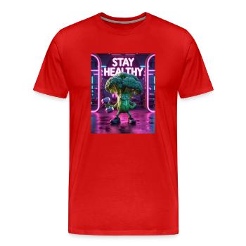 Brocoli Gym Workout RESTEZ EN BONNE SANTÉ - T-shirt bio Premium Homme - rouge - Devant - Damien (186cm)