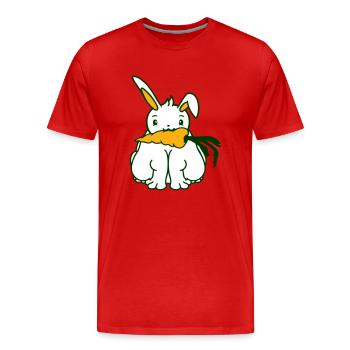 Lapin Carotte Carotte Manger Bouche Faim Obésité - T-shirt bio Premium Homme - rouge - Devant - Damien (186cm)