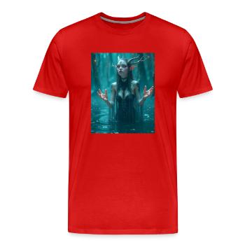 Rusalka, de l’eau slave, séduisant et mortel - T-shirt bio Premium Homme - rouge - Devant - Damien (186cm)