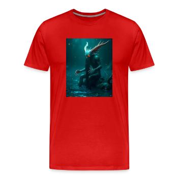 Vodnik, démon de l’eau slave tapi dans les rivières profondes - T-shirt bio Premium Homme - rouge - Devant - Damien (186cm)