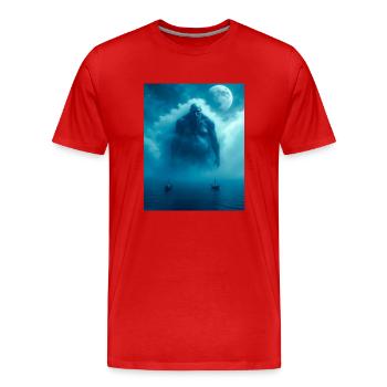Umibōzu, fantôme marin japonais du folklore du Pacifique - T-shirt bio Premium Homme - rouge - Devant - Damien (186cm)