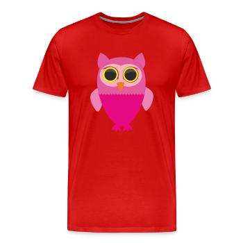 Rosa Eule - Männer Premium Bio T-Shirt - Rot - Vorne - Damien (186cm)