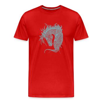 Horses Head Zentangle Turquoise - Men's Premium Organic T-Shirt - red - Front - Damien (186cm)