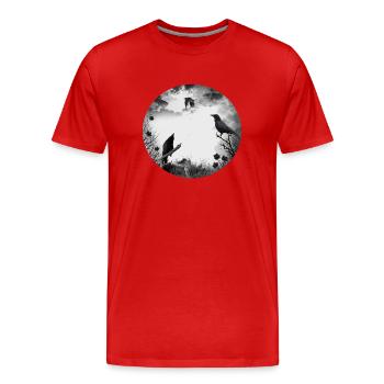 Gothik Krähen Raben - Männer Premium Bio T-Shirt - Rot - Vorne - Damien (186cm)