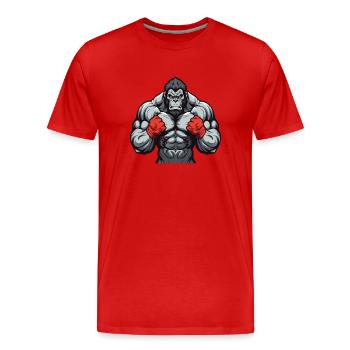 Gorilla Beast Combattant de musculation - T-shirt bio Premium Homme - rouge - Devant - Damien (186cm)
