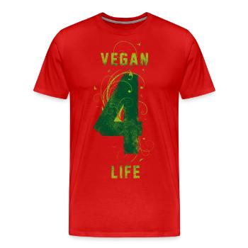 VEGAN 4 LIFE - T-shirt bio Premium Homme - rouge - Devant - Damien (186cm)