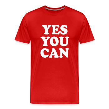 Yes you can - Männer Premium Bio T-Shirt - Rot - Vorne - Damien (186cm)