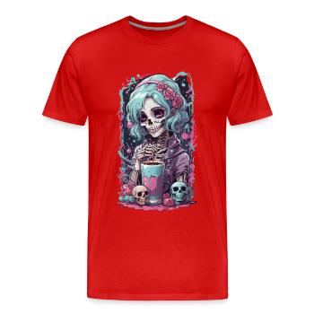 E-girl Pastel Goth Anime Kawaii Dia de Muertos - T-shirt bio Premium Homme - rouge - Devant - Damien (186cm)