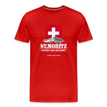 St.Moritz - Swiss Flag - Männer Premium Bio T-Shirt - Rot - Vorne - Damien (186cm)