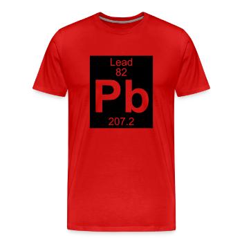 Lead (Pb) (element 82) - Men's Premium Organic T-Shirt - red - Front - Damien (186cm)
