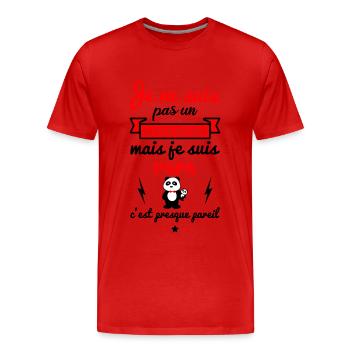 Pas super héros papa,cadeau père,fête des pères - T-shirt bio Premium Homme - rouge - Devant - Damien (186cm)