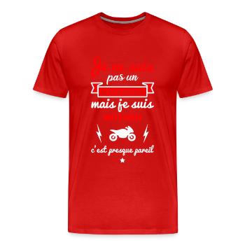 Pas super héros Moto,cadeau motard,humour - T-shirt bio Premium Homme - rouge - Devant - Damien (186cm)