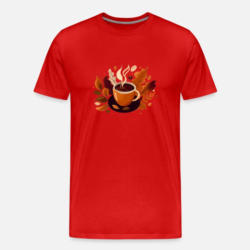 Herbstkaffee - Männer Premium Bio T-Shirt - Rot