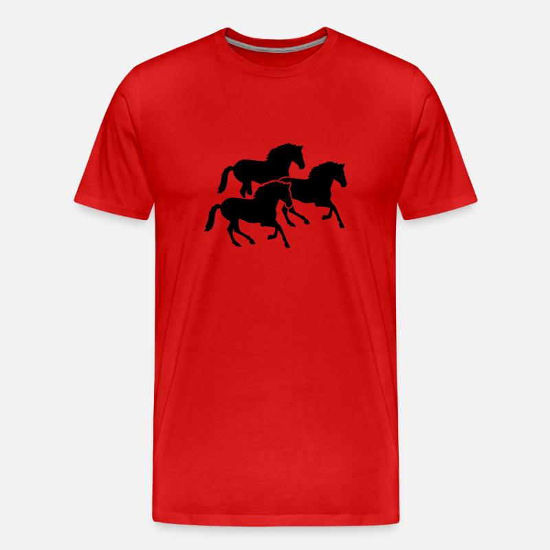 Pferde - Männer Premium Bio T-Shirt - Rot