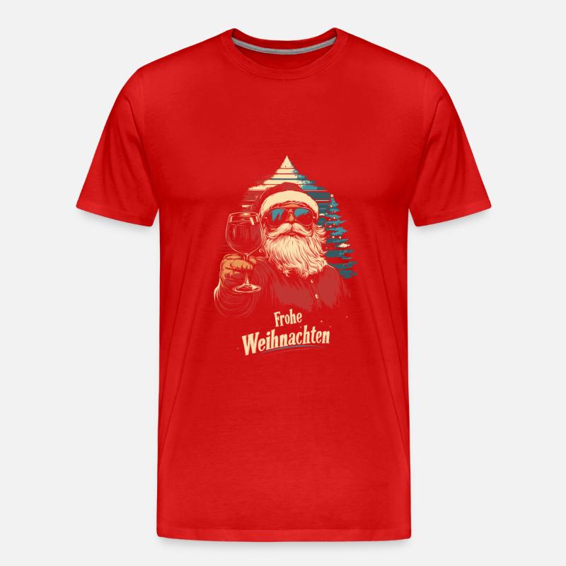 Cooler Weihnachtsmann mit Weinglas - Männer Premium Bio T-Shirt - Rot