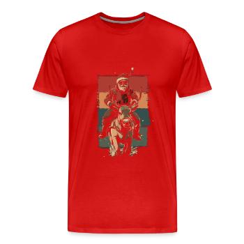 Cool Santa Claus chevauche des rennes - T-shirt bio Premium Homme - rouge - Devant - Damien (186cm)