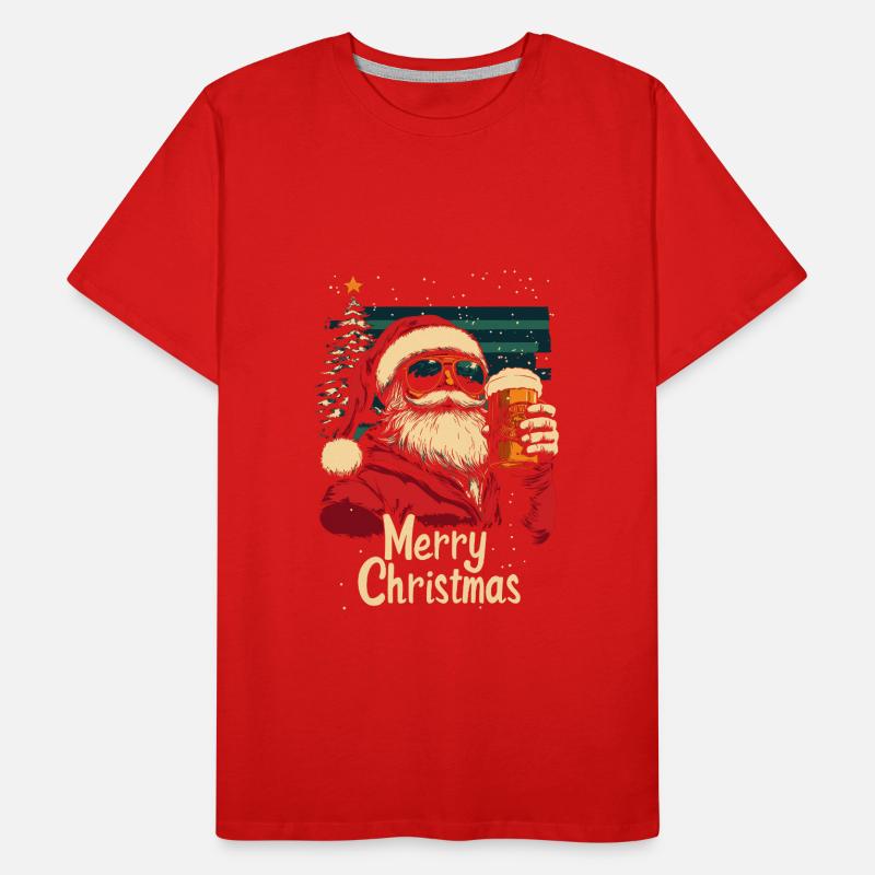 Weihnachtsmann mit Bier Weihnachtsfeier Männer Premium Bio T-Shirt