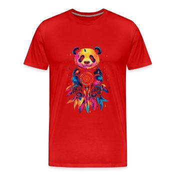 Colorful Panda with Dream Catcher - Men's Premium Organic T-Shirt - red - Front - Damien (186cm)