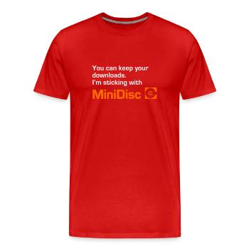 Minidisc. You Can Keep Your Downloads (2 color) - Men's Premium Organic T-Shirt - red - Front - Damien (186cm)