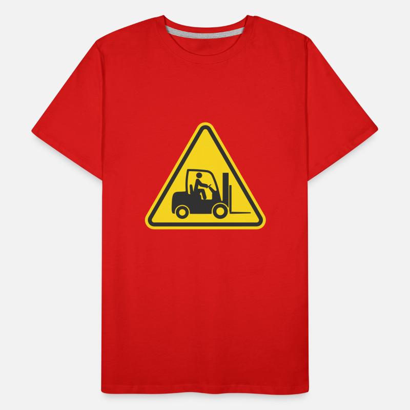 Caution Fork truck, forklift icon symbol. Logistic Men's Premium Organic T-Shirt