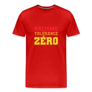 Racisme, tolérance zéro - T-shirt bio Premium Homme - rouge - Devant - Damien (186cm)