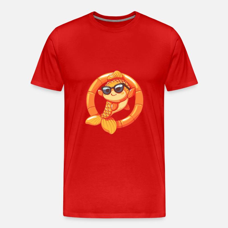 Goldfisch Comic Cool - Männer Premium Bio T-Shirt - Rot