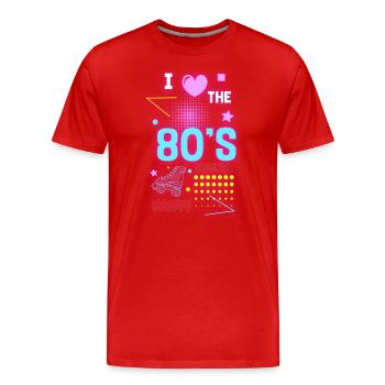 Leuchtfarben Cool Nostalgie Party - Männer Premium Bio T-Shirt - Rot - Vorne - Damien (186cm)