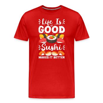 Sushi Rice Delicious - Men's Premium Organic T-Shirt - red - Front - Damien (186cm)