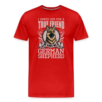Schäferhund Haustier Diensthund - Männer Premium Bio T-Shirt - Rot - Vorne - Damien (186cm)