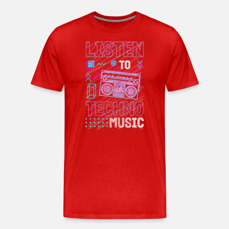 Techno Elektro Musik Dubstep Edm - Männer Premium Bio T-Shirt - Rot