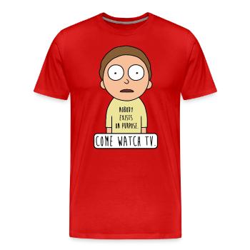 Rick And Morty Come Watch TV Quote - Men's Premium Organic T-Shirt - red - Front - Damien (186cm)