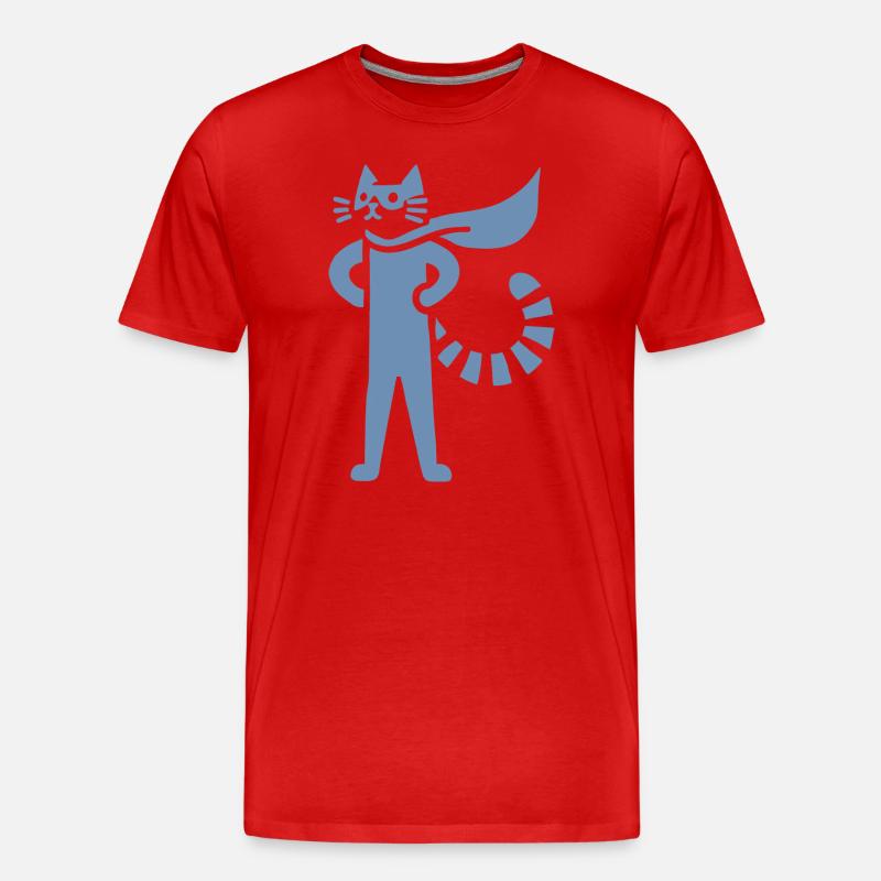 Katzen Superheld Held Silhouette Umhang - Männer Premium Bio T-Shirt - Rot