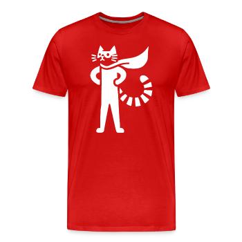 Katzen Superheld Held Silhouette Umhang - Männer Premium Bio T-Shirt - Rot - Vorne - Damien (186cm)