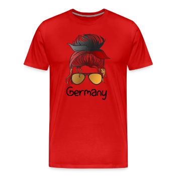 Allemagne Drapeau allemand Drapeau allemand Utilisé Regarder à la maison - T-shirt bio Premium Homme - rouge - Devant - Damien (186cm)