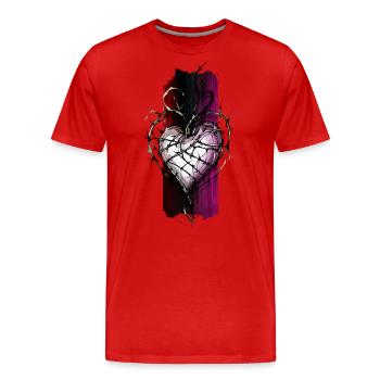 Passion résiliente : un cœur enveloppé d’épines - T-shirt bio Premium Homme - rouge - Devant - Damien (186cm)