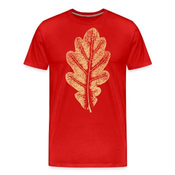 Feuille de chêne - Feuille kaki / Chêne / Arbre - T-shirt bio Premium Homme - rouge - Devant - Damien (186cm)