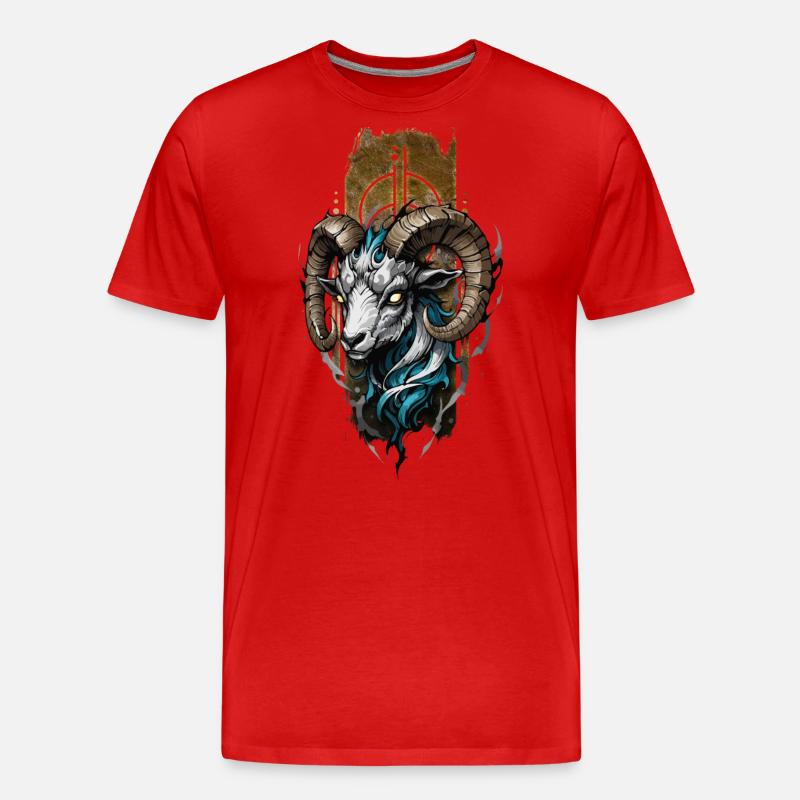 Majestätischer Widder: Wächter der Berge - Männer Premium Bio T-Shirt - Rot