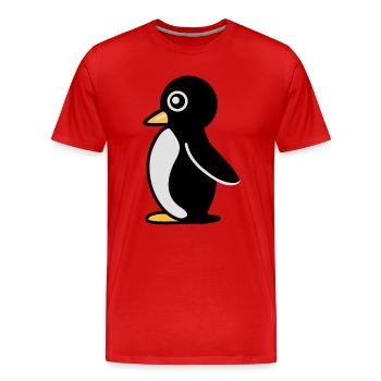 Minimalistischer Pinguin - Männer Premium Bio T-Shirt - Rot - Vorne - Damien (186cm)